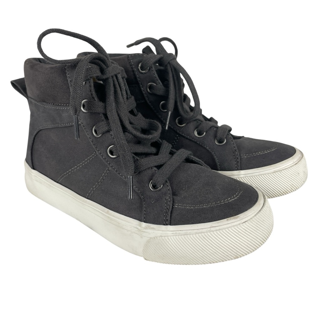 Old Navy Boys Faux Suede Lace Up High Top Sneakers Runners Gray Size 13